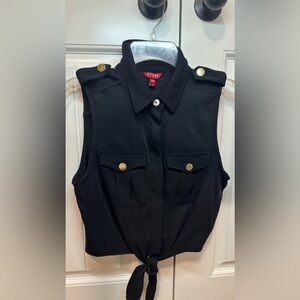 Guess Black Tie-Front Top- Size Small
